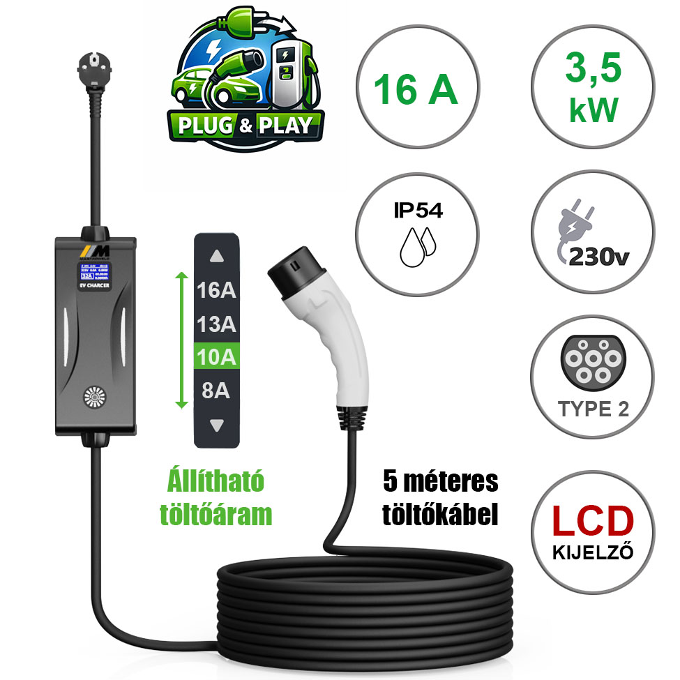 Mastroweld EVoCHARGE elektromos autó töltő, 3.5 kW, 5 m termék fő termékképe