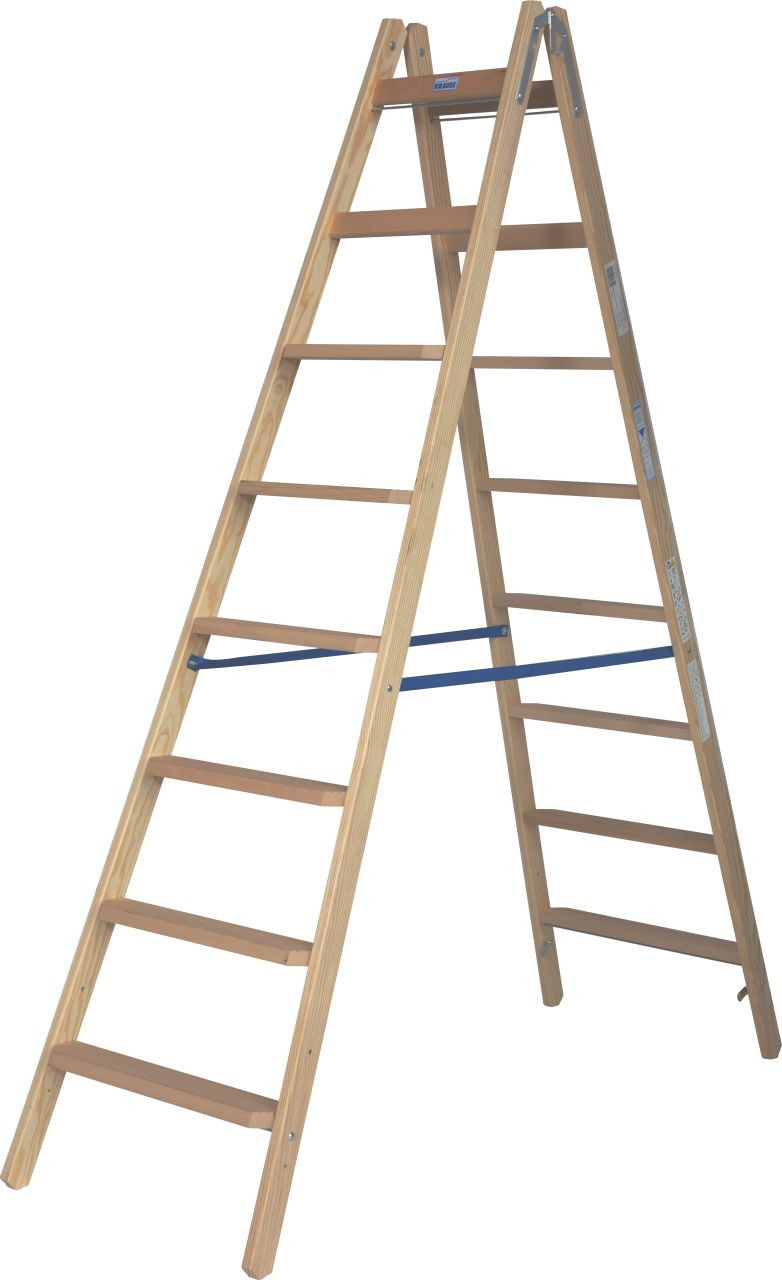 Krause STABILO Professional két oldalon járható lépcső- / létrafokos fa állólétra, 2x8 fokos termék fő termékképe